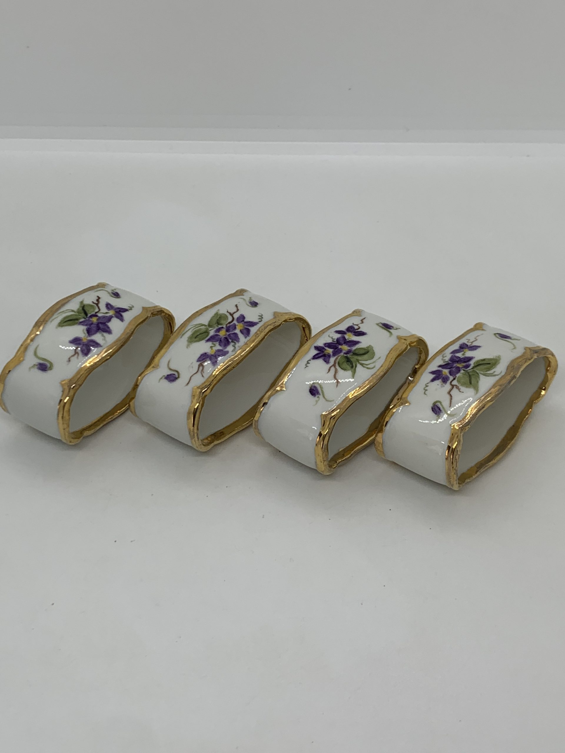 Vintage Bone China Hand Painted Napkin Rings with Gilt Edge - Set of ...