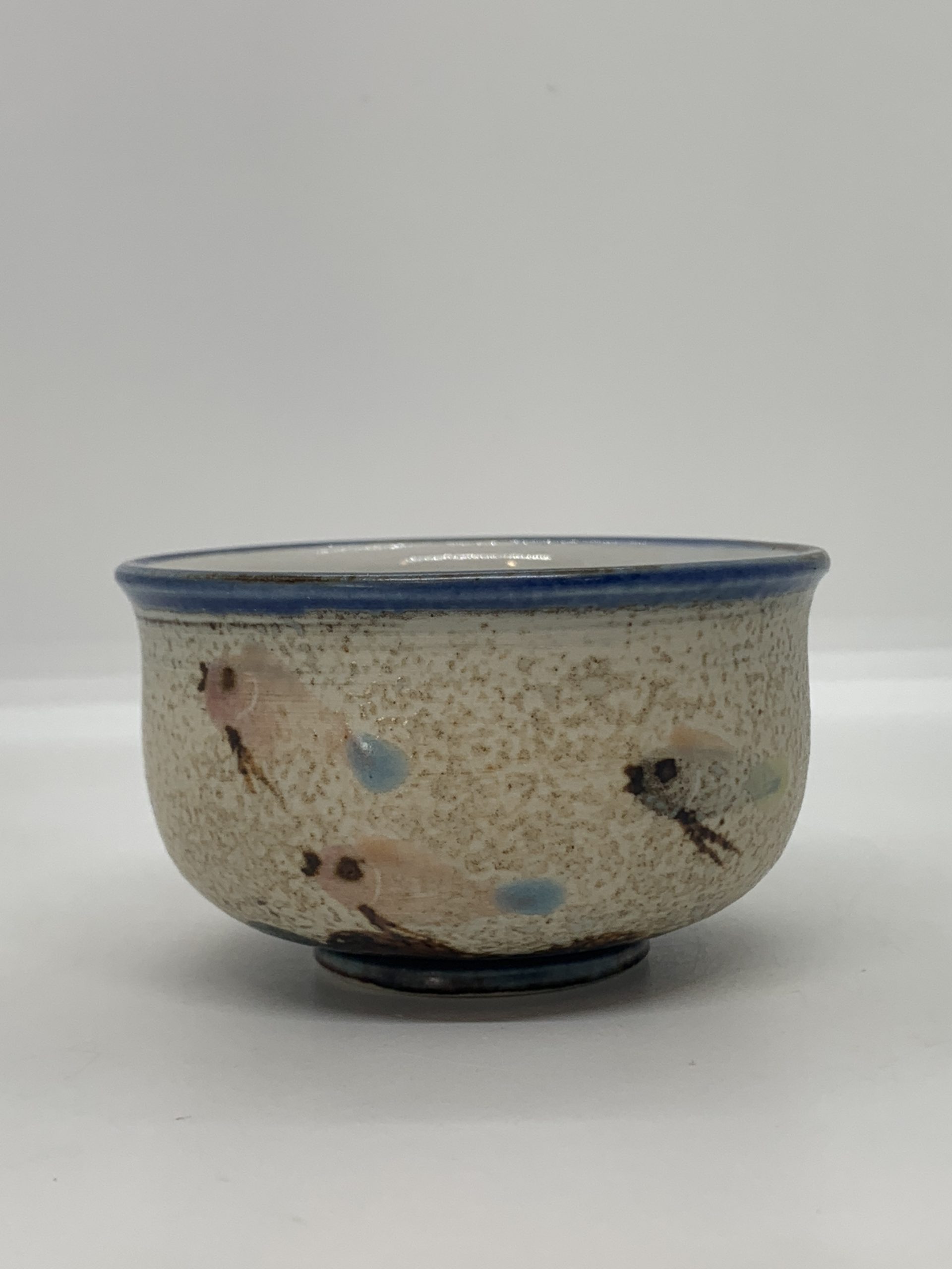 Pottery Bowl with Fish Pattern 7cm wide - Vintage Keepsakes