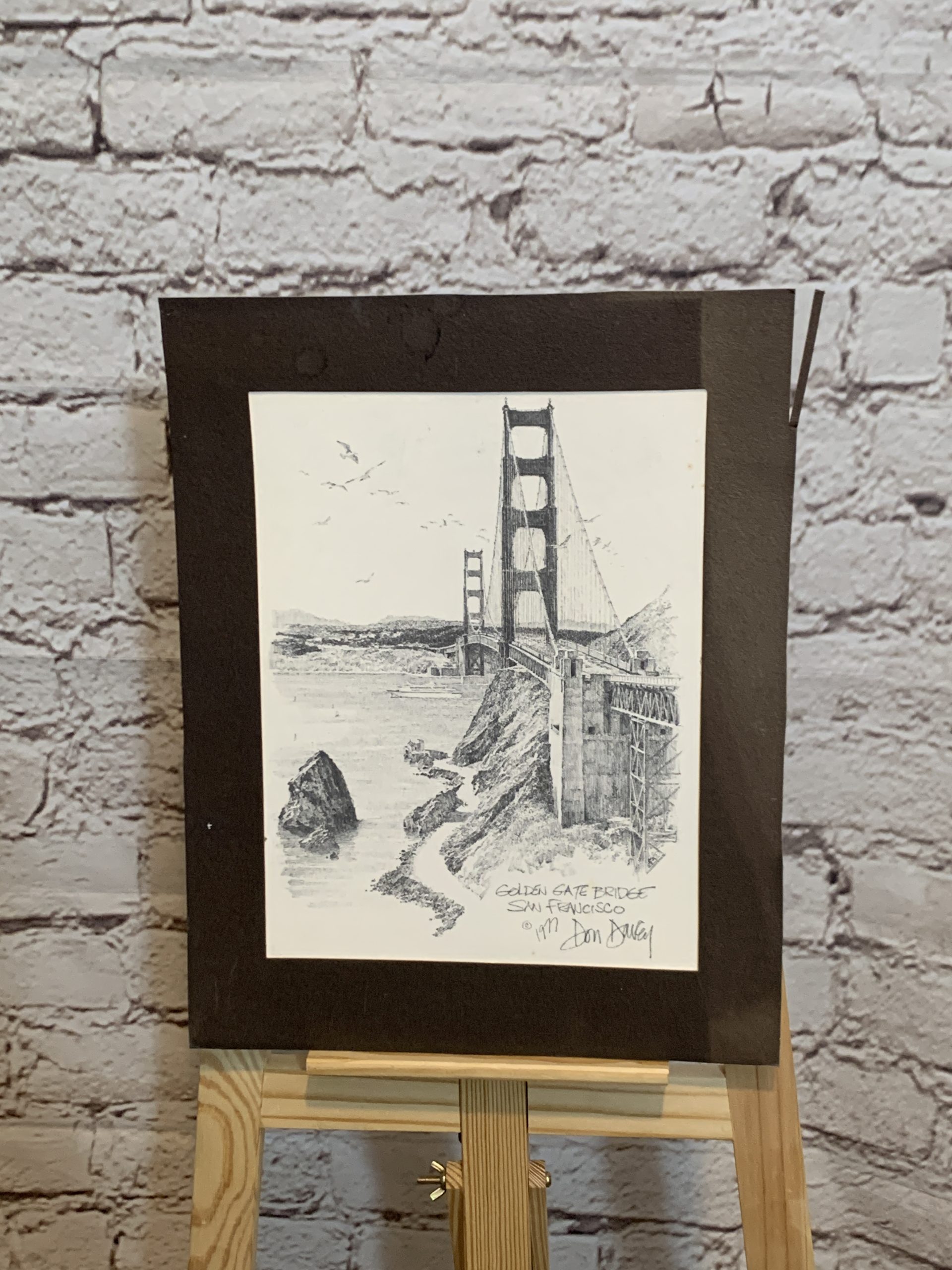 1977 Don Davey Golden Gate Bridge Print 33x26cm