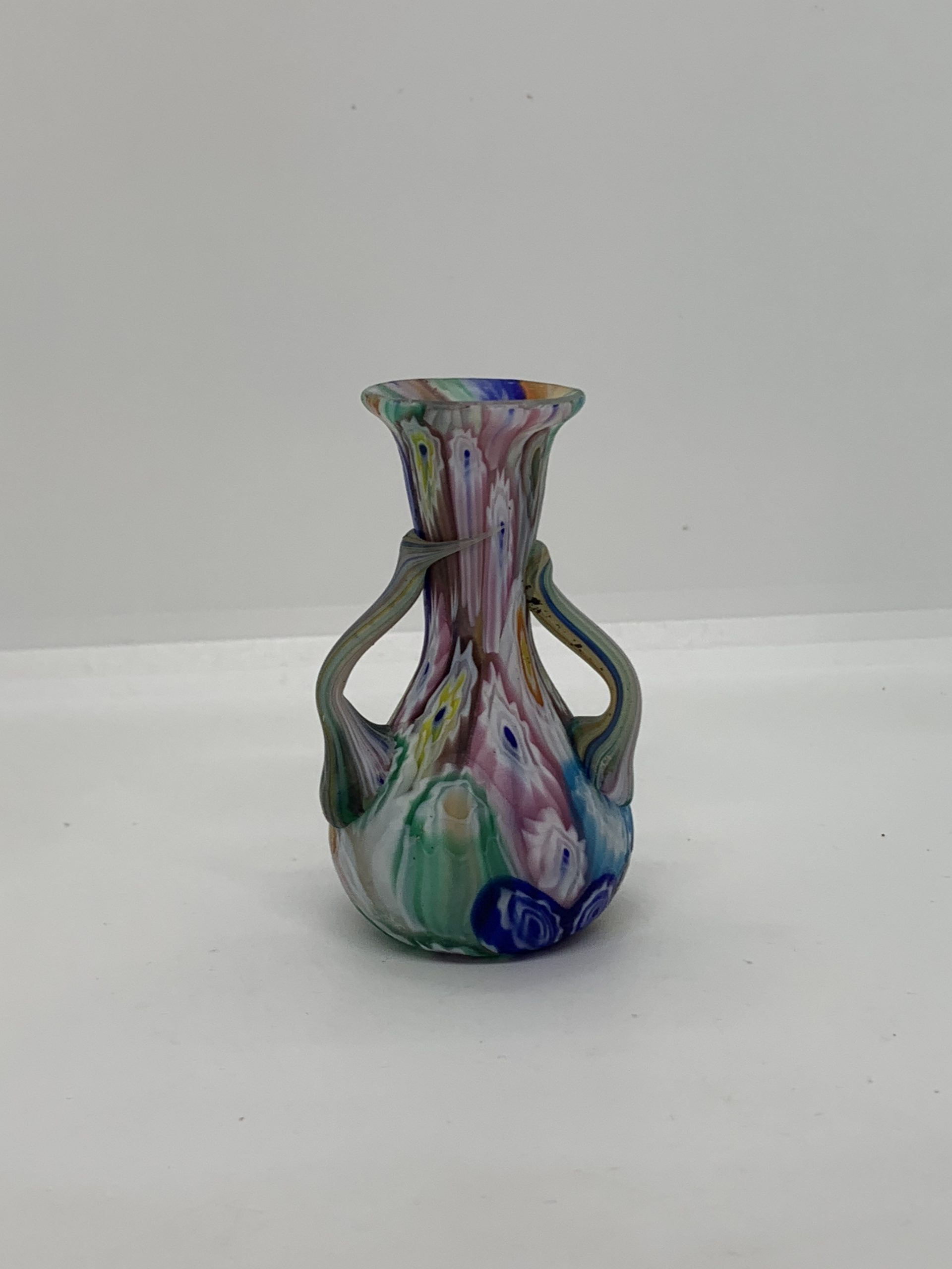 Vintage Toso Double Handled Millefiori Vase 7.5cm