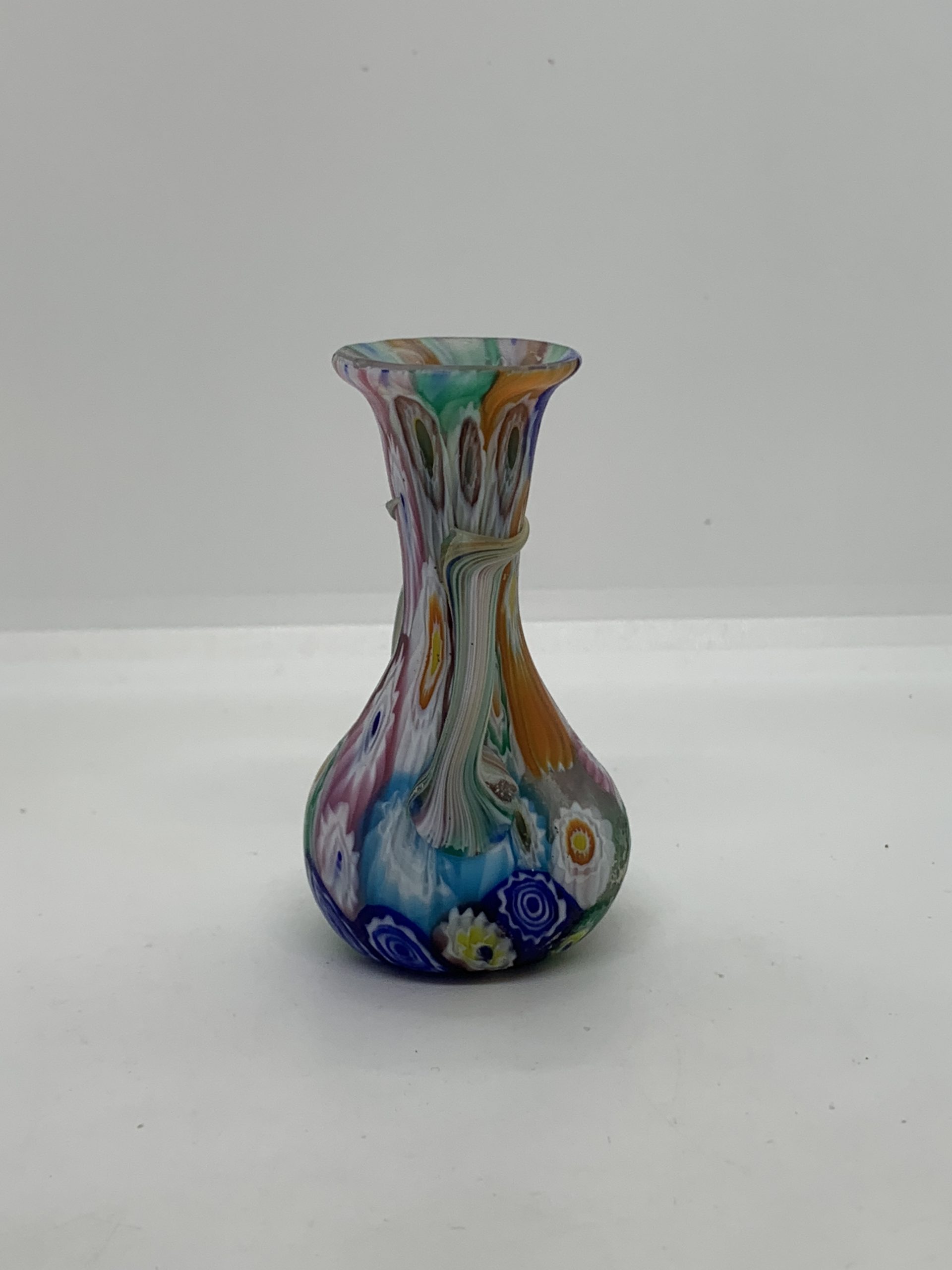 Vintage Toso Double Handled Millefiori Vase 7.5cm