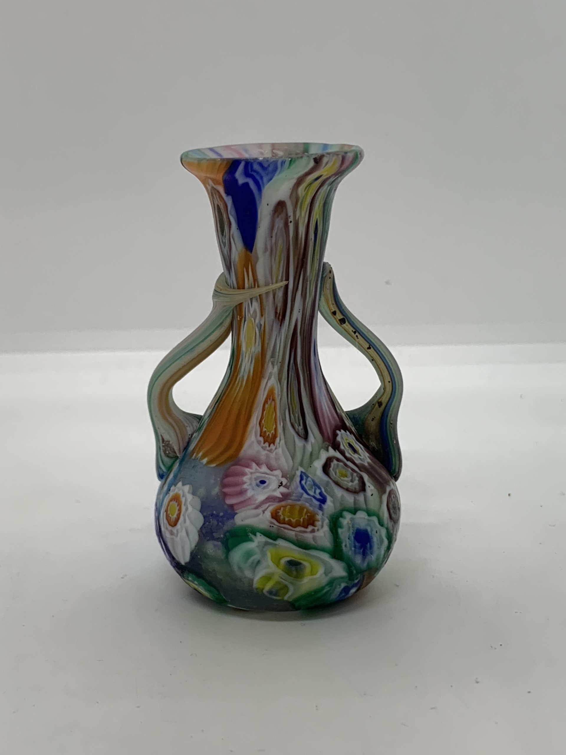Vintage Toso Double Handled Millefiori Vase 7.5cm