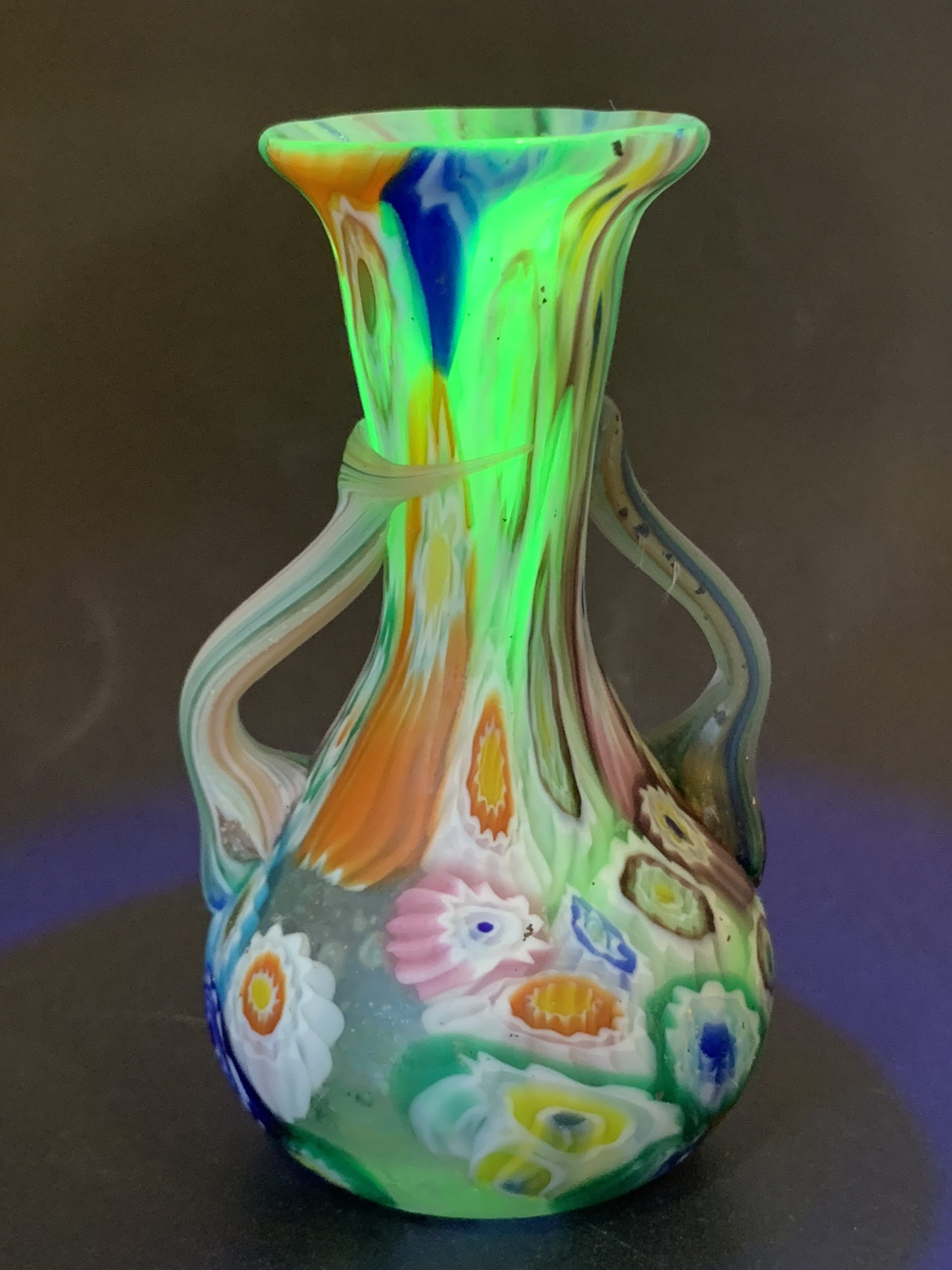 Vintage Toso Double Handled Millefiori Vase 7.5cm