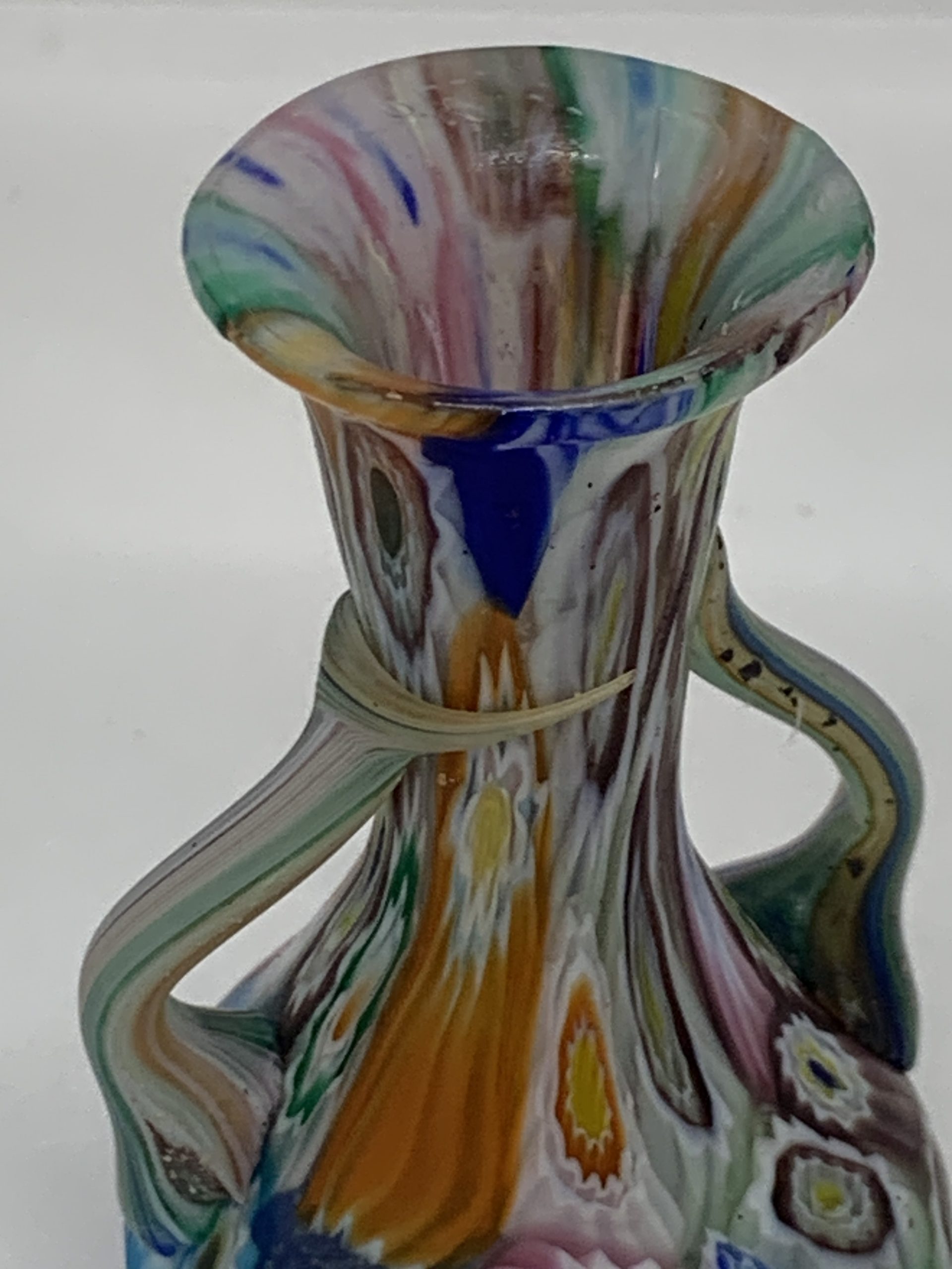 Vintage Toso Double Handled Millefiori Vase 7.5cm