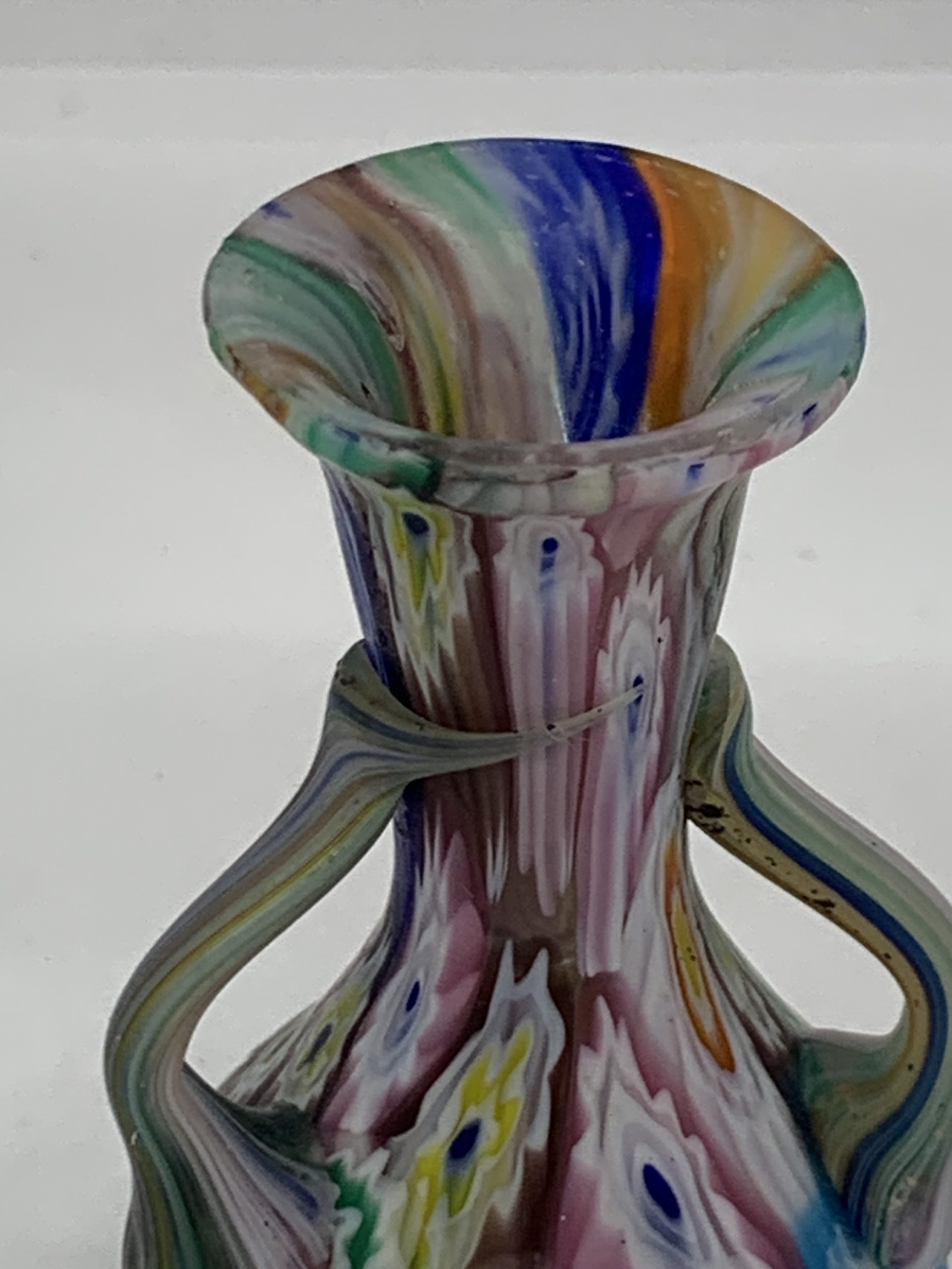 Vintage Toso Double Handled Millefiori Vase 7.5cm