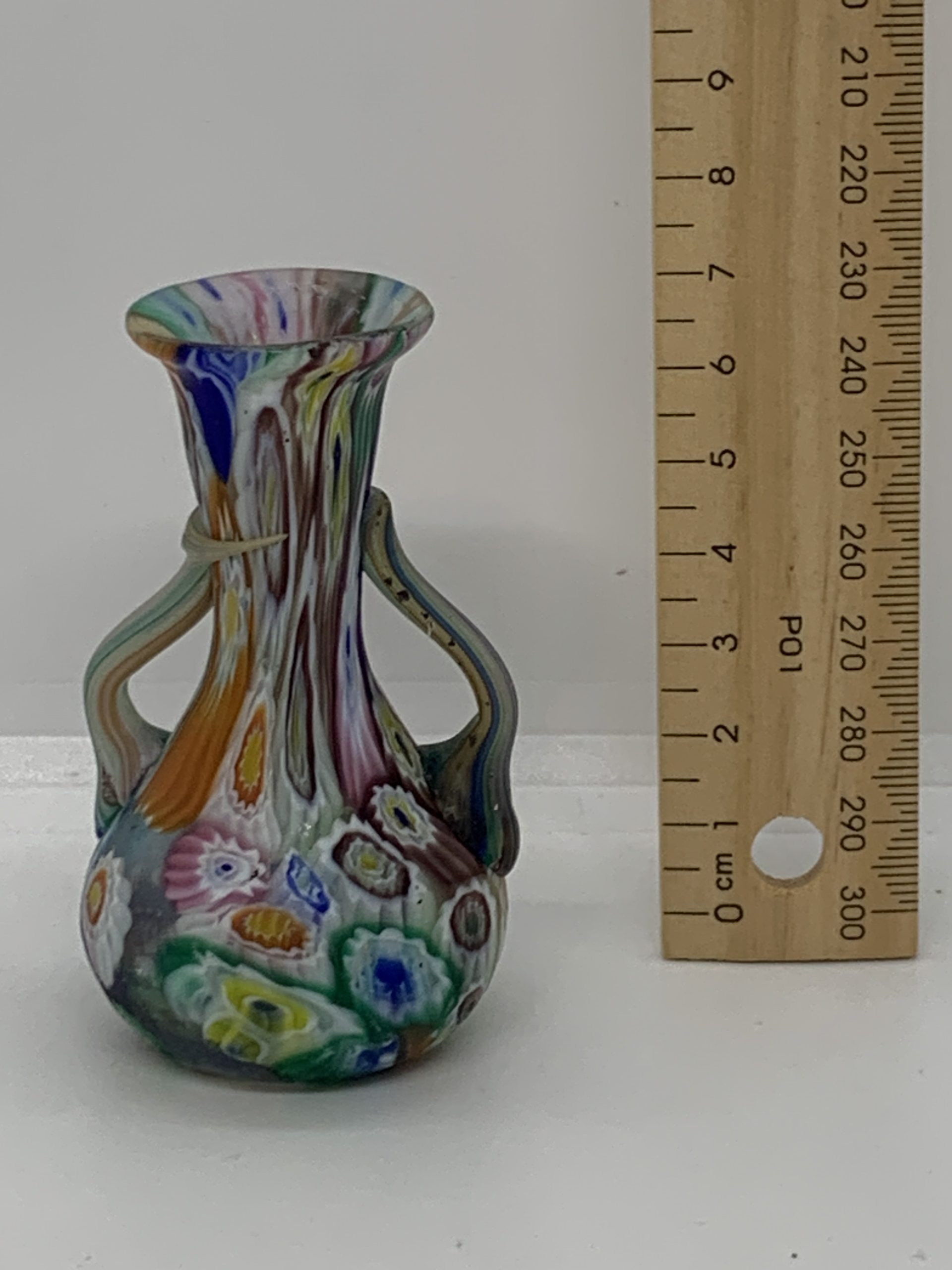 Vintage Toso Double Handled Millefiori Vase 7.5cm