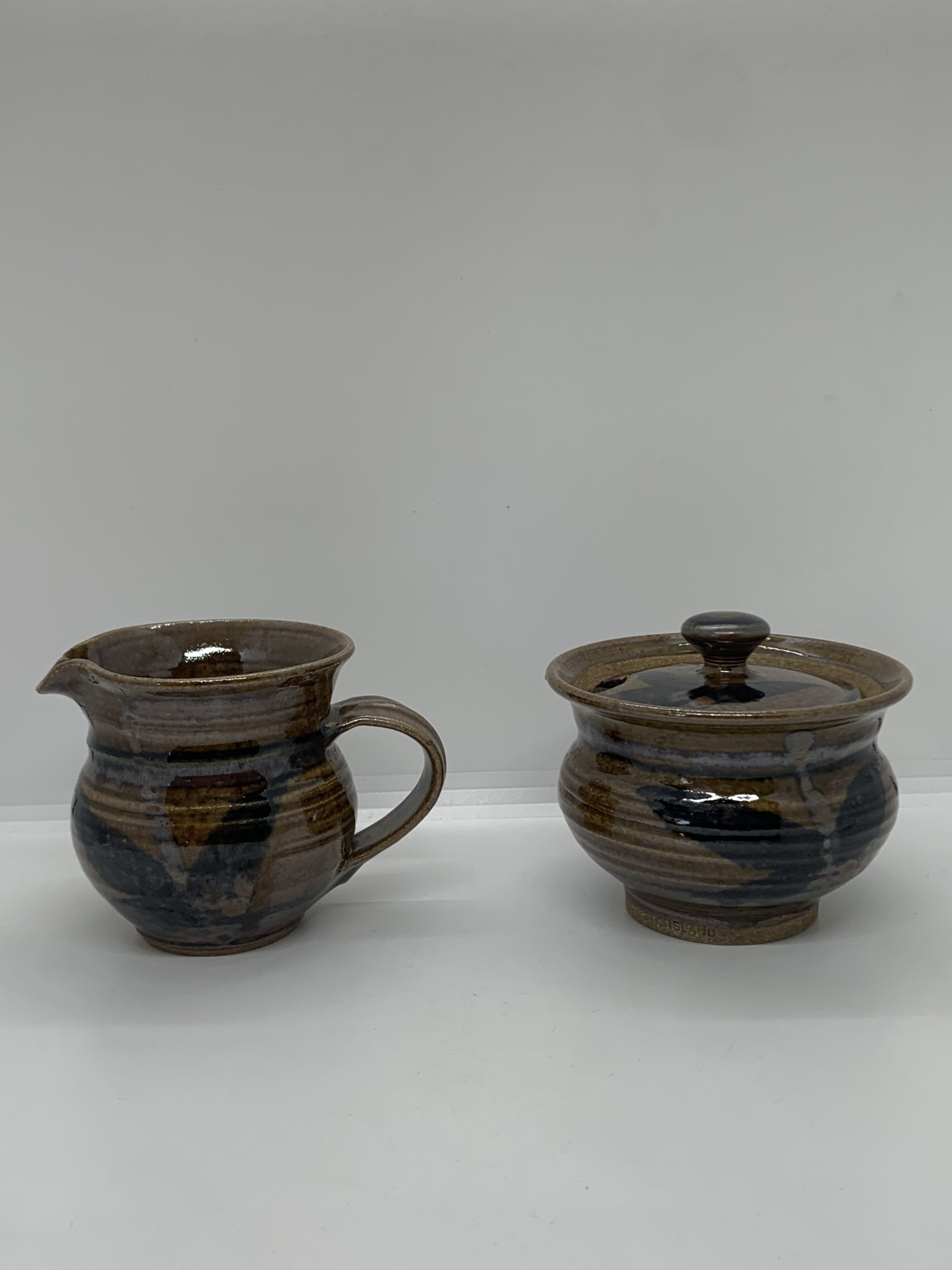 Norfolk Island Pottery Sugar Bowl and Creamer
