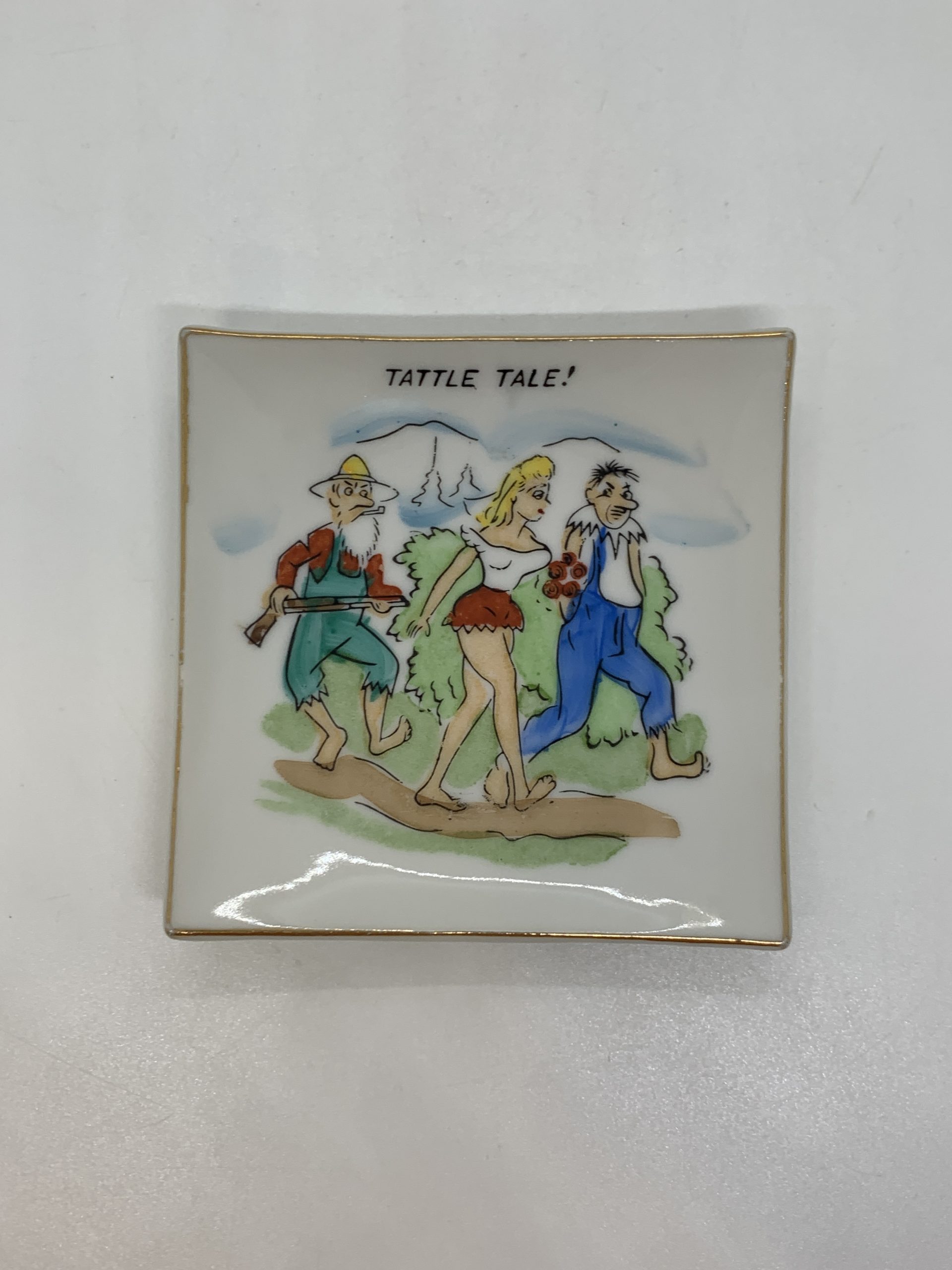 Tattle Tale Square Porcelain Humorist Plate 9.5cm – Made in Japan