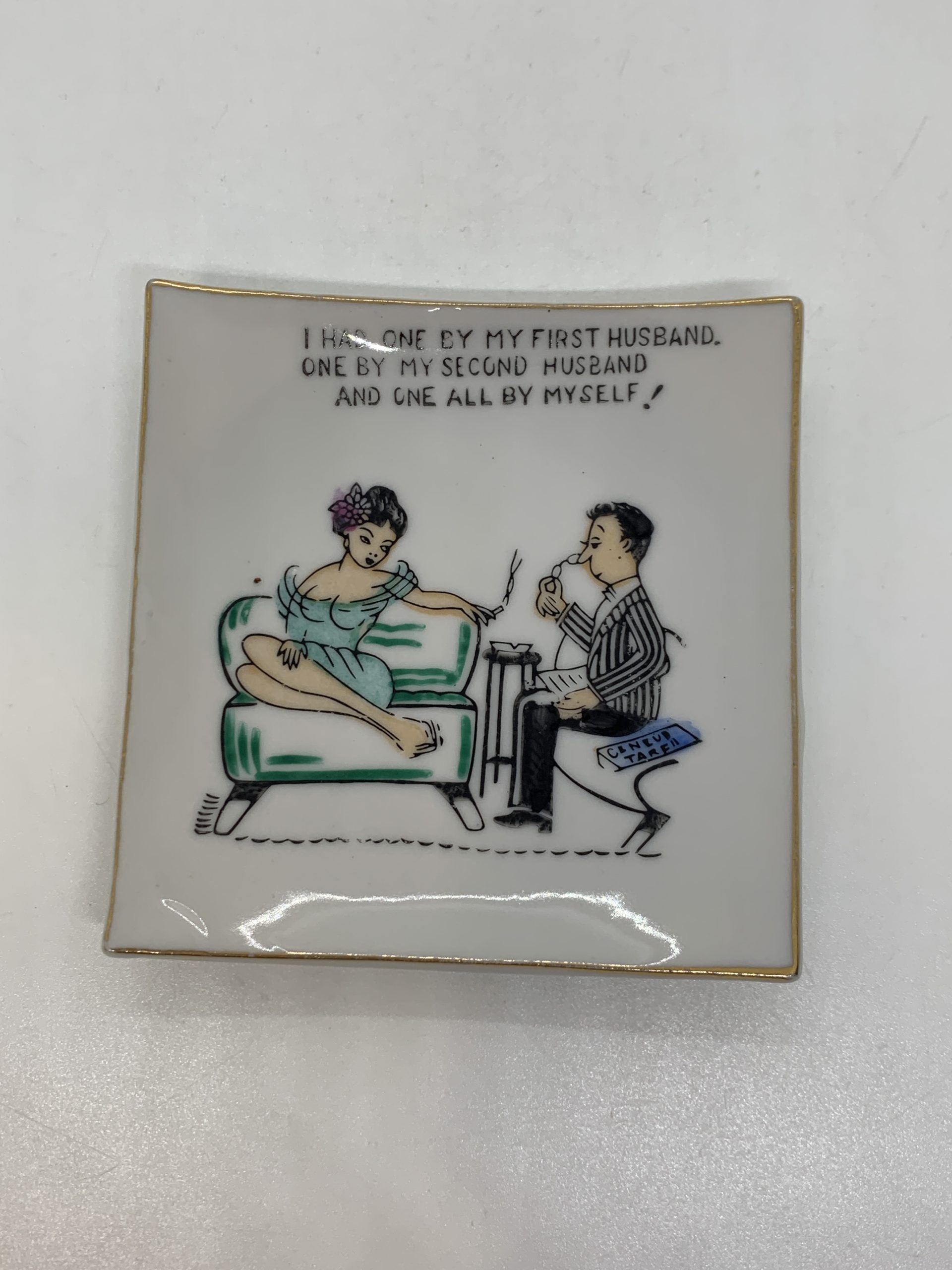 One all by Myself Square Porcelain Humorist Plate 9.5cm – Made in Japan