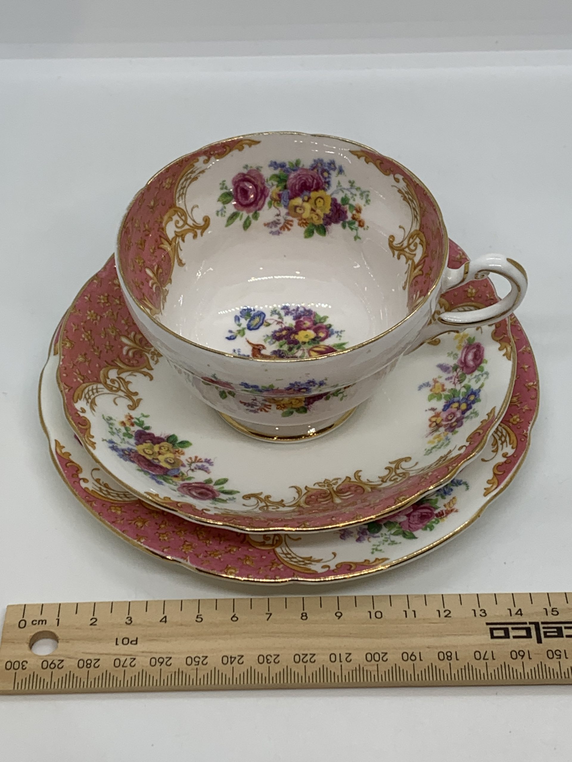 Paragon Rockingham Paragon Rockingham Pink Fine Bone China Trio Made in England - Vintage ...