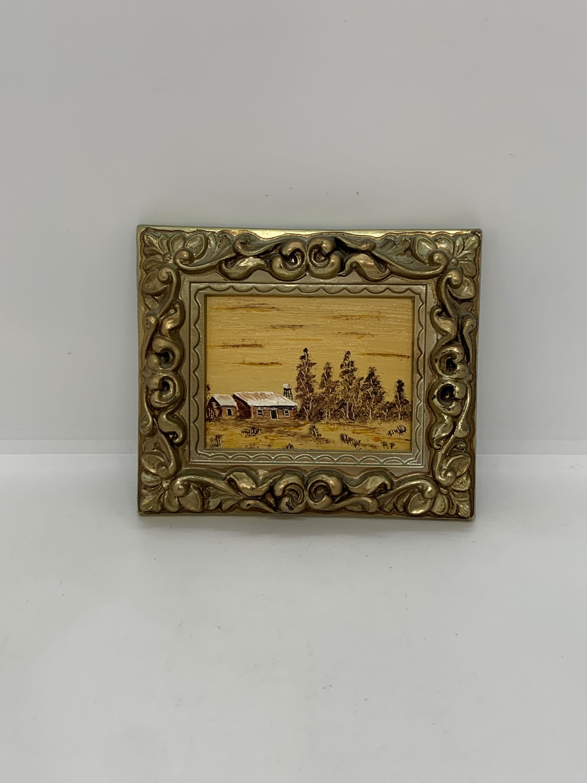 Ornate Frame with Original Patricia Pratt Painting 11.3x13cm - Vintage