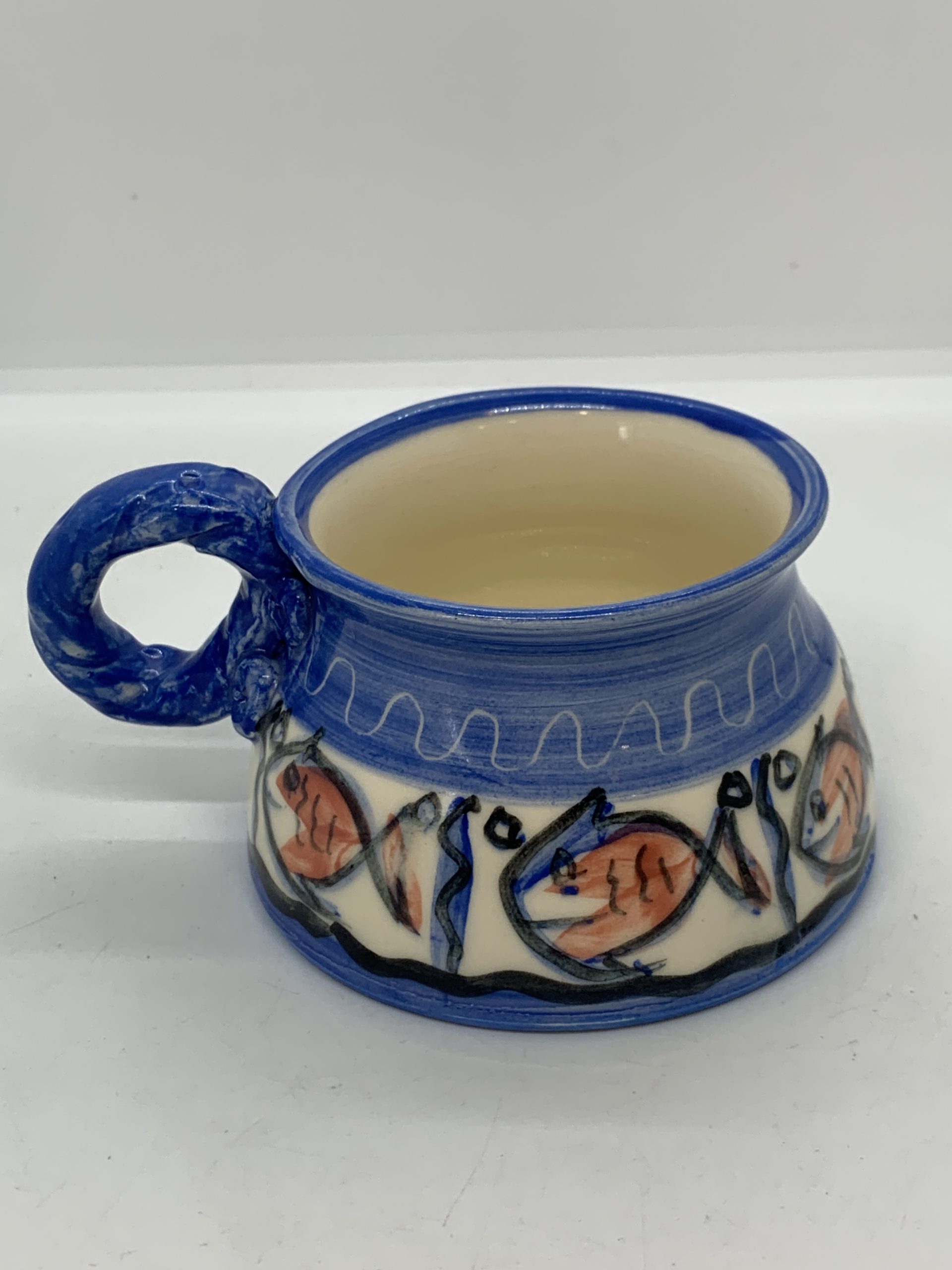 Fish Stack Mug Pottery Mug with Fish Design 5.5cm high - Vintage Keepsakes