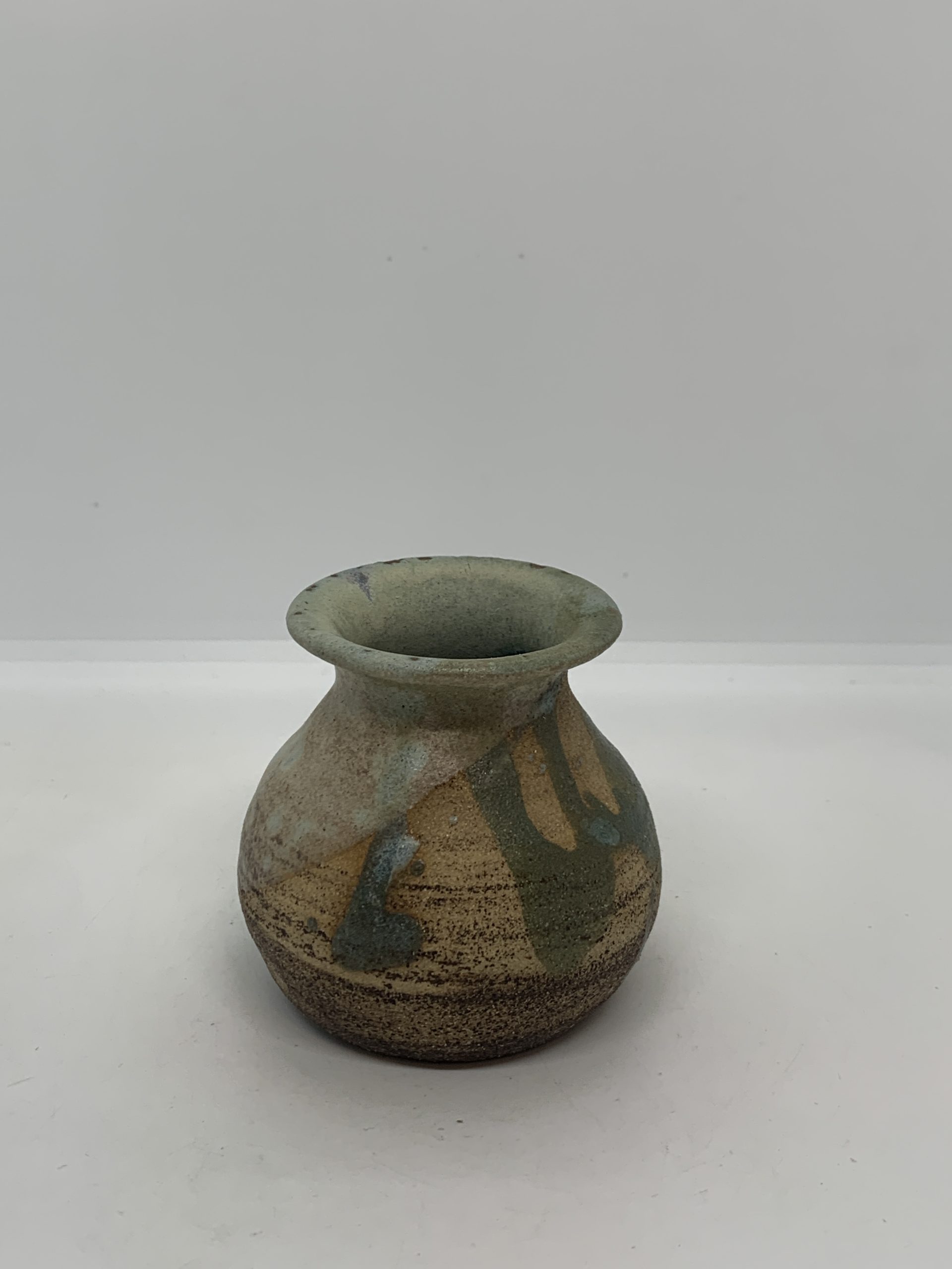 Studio Pottery Vase with Earthy Tones (incised Gwyn) 7.5cm