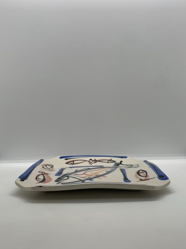 Fish Square Pottery Plate by Virginia Maywald 1989 20cm