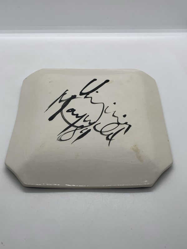 Fish Square Pottery Plate by Virginia Maywald 1989 20cm