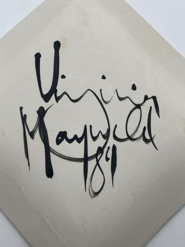 Fish Square Pottery Plate by Virginia Maywald 1989 20cm